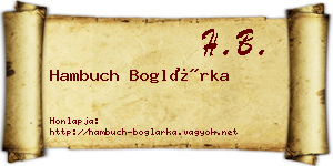 Hambuch Boglárka névjegykártya